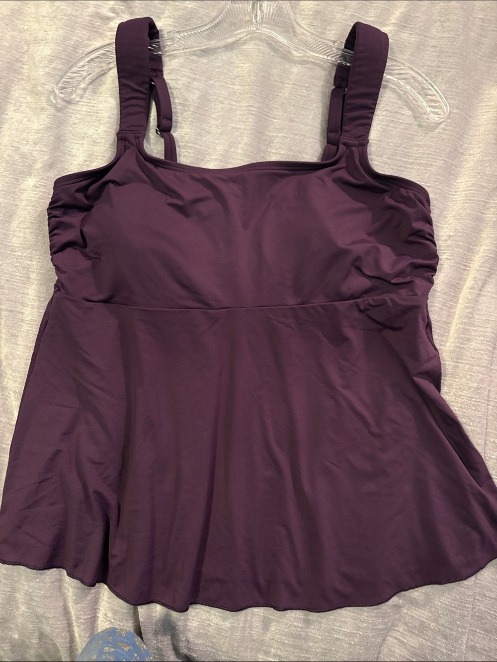 Lands' End Deep Plum Tankini Top with Adjustable Straps